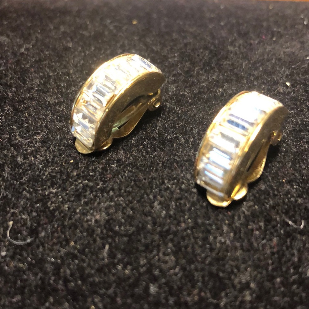 Art Deco style Nina Ricci vintage clip earrings.